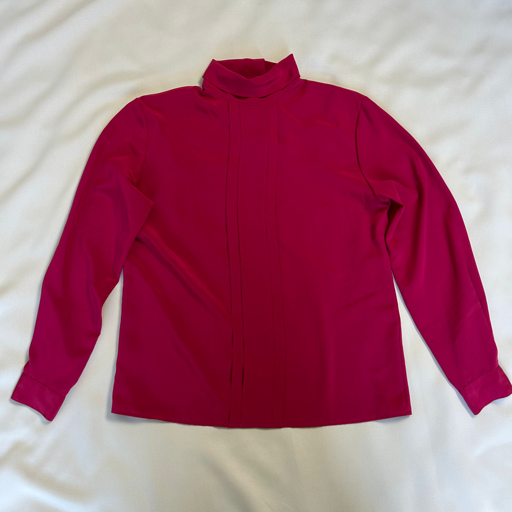 Vtg Talbots Blouse Size 6P 6 Petite Maroon Burgundy Minimal Mock Neck Office